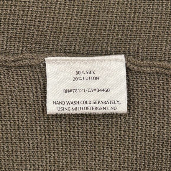 Eileen Fisher Silk Cotton Interlock Snap Long Cardigan Jacket Olive Green Size L - Picture 5 of 8